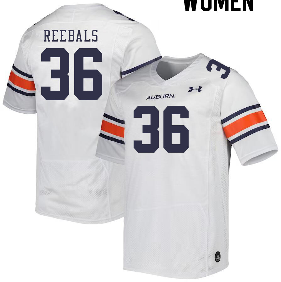 Women #36 Luke Reebals Auburn Tigers College Football Jerseys Stitched-White